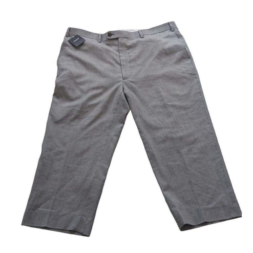 Indochino Mens‎ Gray Flat Front Wool Dress Pants Houndstooth Sz 36 X 31